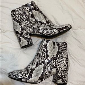 Snake print booties